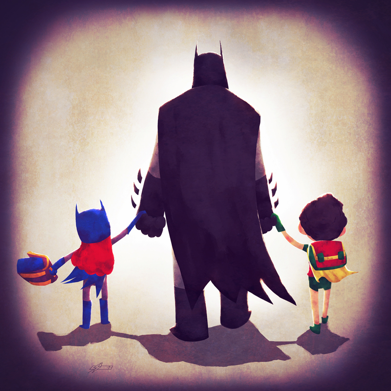 Illustration for article titled Justice League members walk their young sidekicks to school